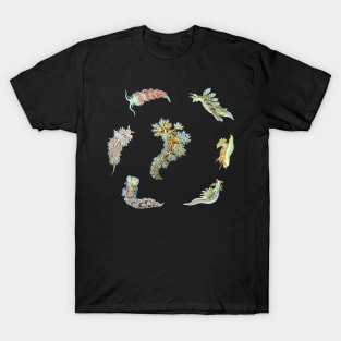 Nudibranch Set Ernst Haeckel Sea Foam Colors T-Shirt